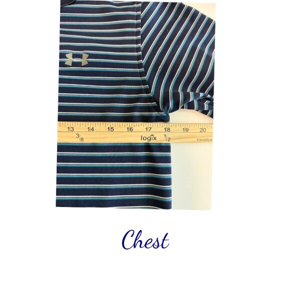 Under Armour Men’s Navy Blue Striped Polo Shirt Size Small - Picture 6 of 7